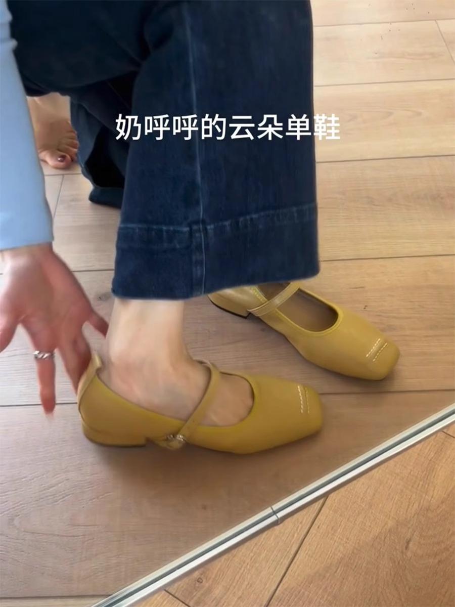 

Вариант из овчины~ Мягкие кожаные удобные туфли Мэри Джейн женские туфли на высоком каблуке универсальные маленькие одинарные туфли из кожи на низком каблуке 35