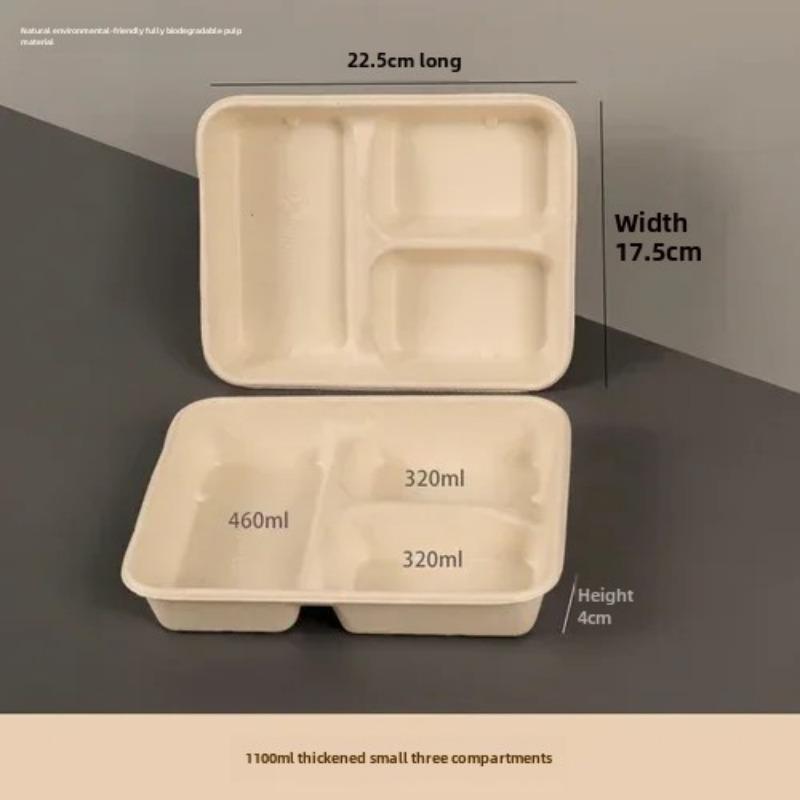 Caja de embalaje desechable para entrega dividida, 10 unidades, gran capacidad, papel de cuadrícula múltiple, cajas para el almuerzo, respetuosas con el medio ambiente, para microondas