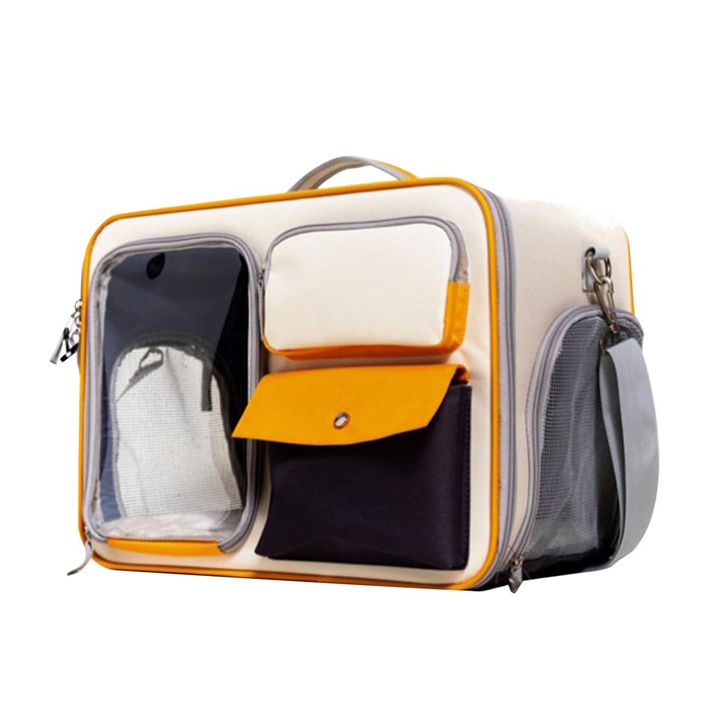 Rucsac Transport Animal de Companie Capacitate Mare Anti Zgârieturi Pânză Oxford Portabil pentru Pisici Câini Căței Bej