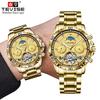 Mens Mechanical Watch With Tourbillon Style Dial Stainless Steel Band Business Casual Timepiece 43mm