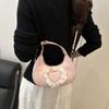 Casual Solid Color Love Heart Crossbody Bag Korean Style PU Leather Women Underarm Bag Handbag All-match Crescent Bag Women