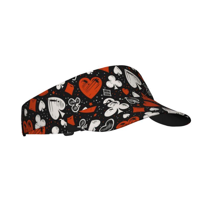 

Poker Red Black Alice in Wonderland Sun Visor Hats Packable Cooling Empty Top Visor Hat for Beach Sports Golf Tennis Running