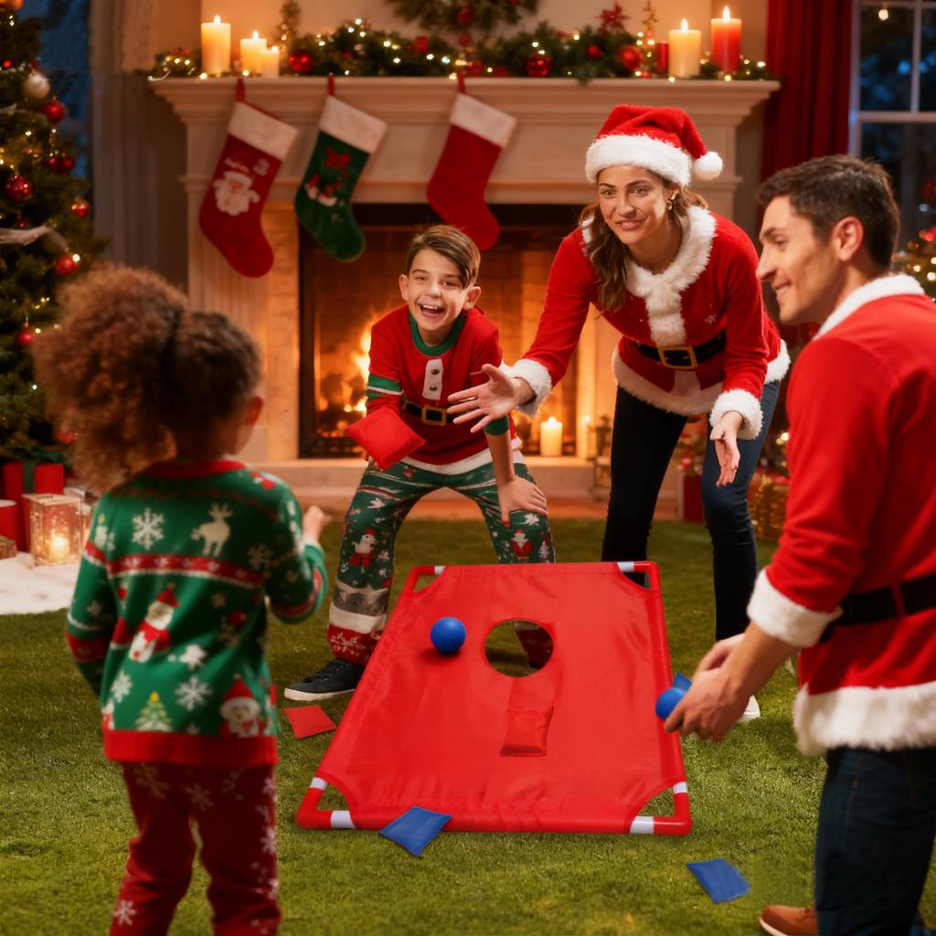 Portable Cornhole Game Set with 1 Durable Board & 6 Soft Bean Bags – Ideal for Yard Toss Games – Christmas and New Year Gifts