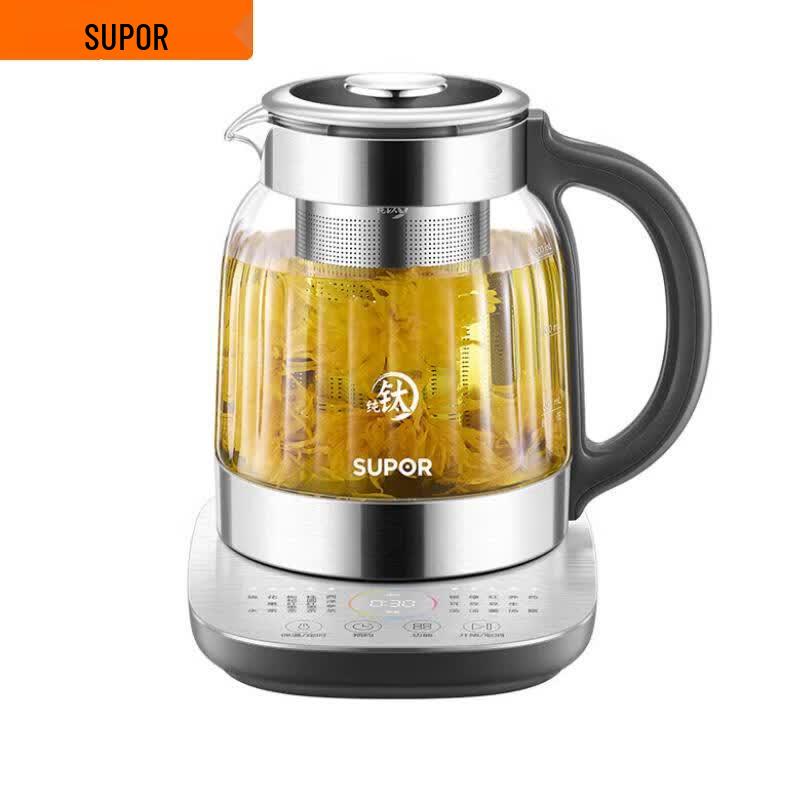 SUPOR 1.5L Pure Titanium Health Kettle with Glass Body CN plug (adapter included)