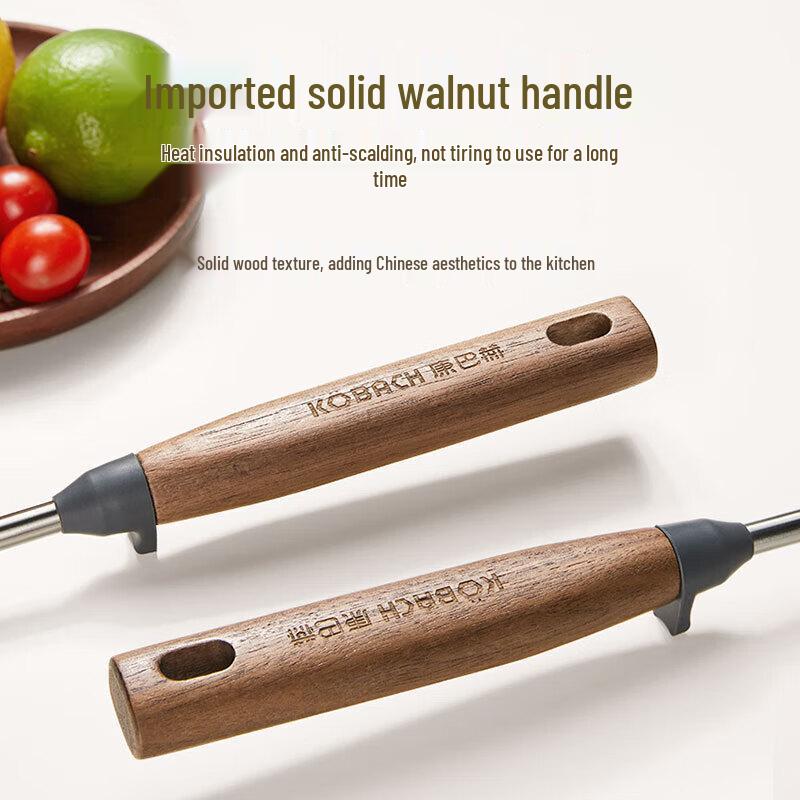 KBH Walnut Wood Series 304 Stainless Steel Spoon and Spatula 5-Piece Set