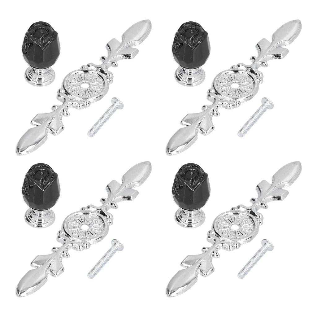 4 Pcs Crystal Handle with Plate European Style Modern Simple Pulls Handles for Drawer Dreser Cabinets