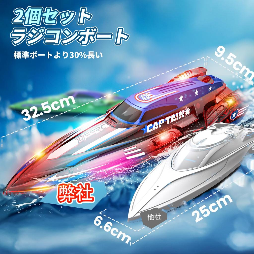 DEERC RC Remote Control Toy for RC Capsize Low Voltage 4 Water 80 Minutes of Operation LED 50m Control Perfect Gift for Kindergarten Entrance Ages