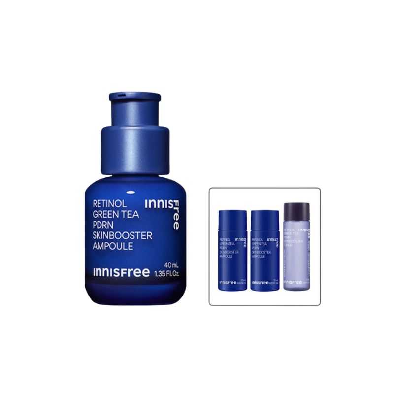 Innisfree Retinol Green Tea PDRN Skin Booster Ampoule 40ml Set(Retinol PDRN Skin Booster Toner 25 mL + PDRN Ampoule 10mL)