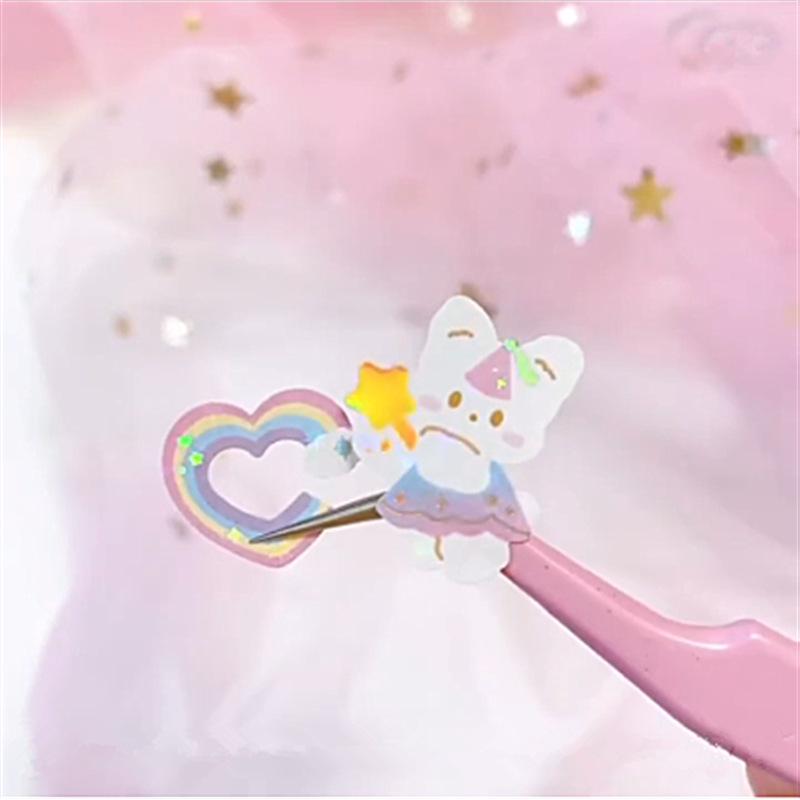 Gukka Korean Cute Rabbit & Four-Leaf Clover Glitter Stickers - Pudding & Rainbow DIY Stanning Set