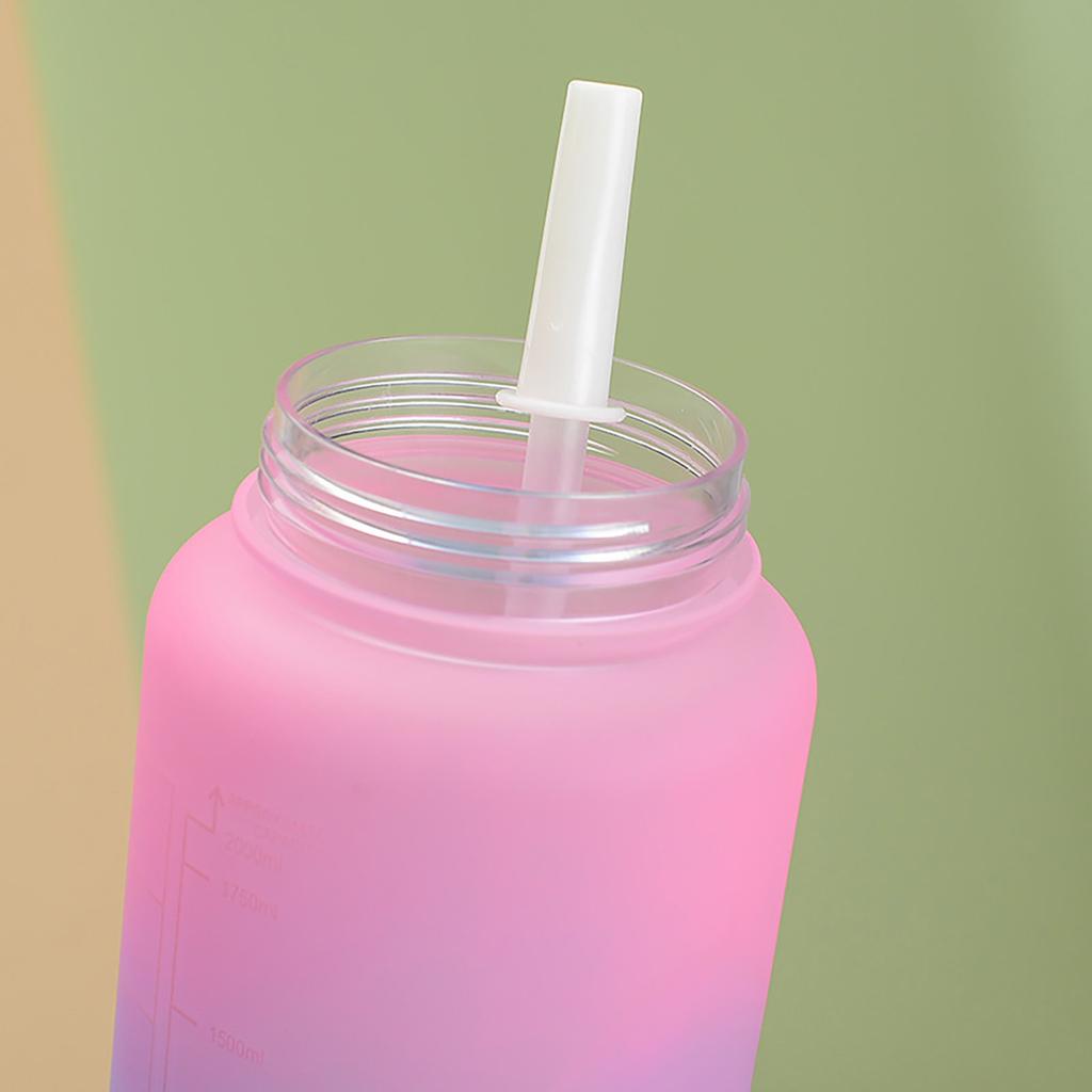 2L Gradient Plastic Sports Water Bottle 3 Piece Set Large Capacity Dual Drink Cup for Gym Travel
