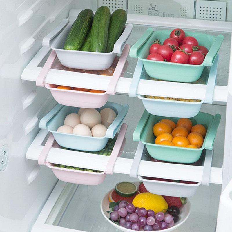 Adjustable Fridge Storage Box for Vegetables and Fruits Multipurpose Fridge Tray for Drinks and Snacks