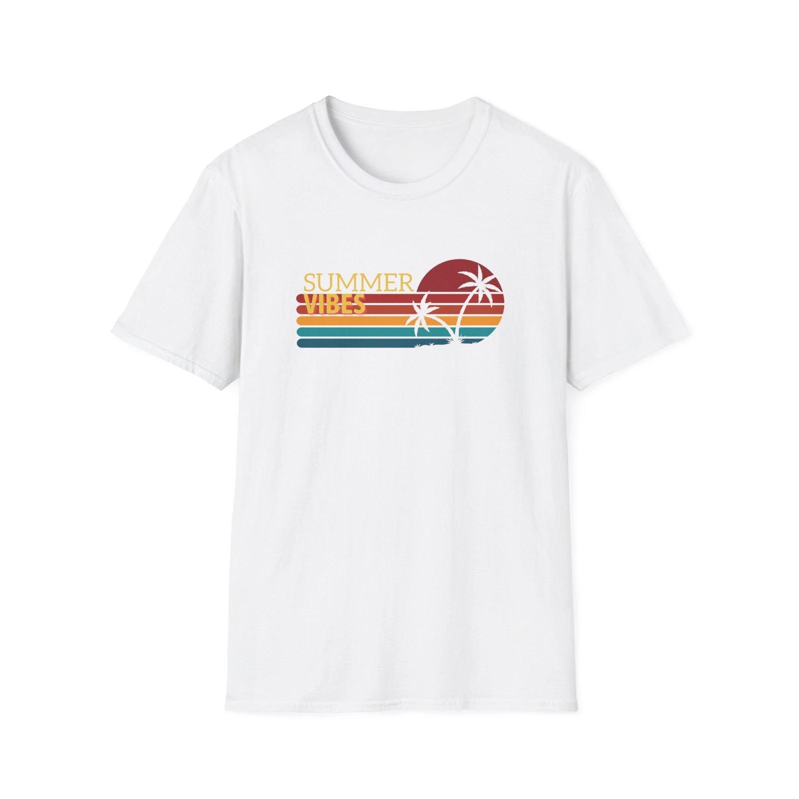 Retro Summer Vibes T-Shirt | Vintage Graphic Tee, Unisex Summer Shirt, Beachwear 4XL