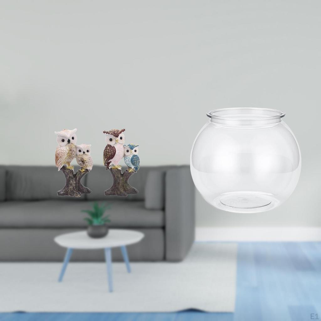 Owl Fish Sculpture Transparent Animal Figurine Creative Desktop Ornament Realistic Home Decor for