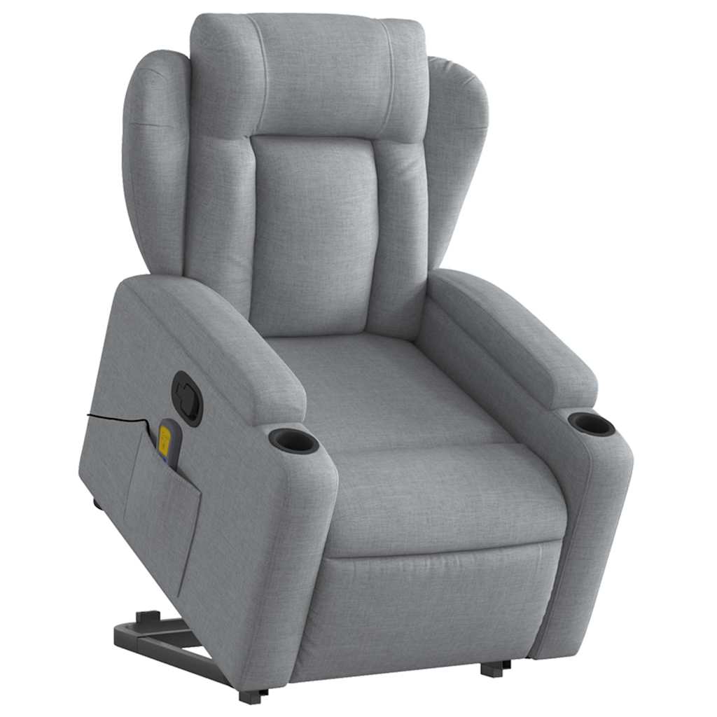 Vidaxl Lift and Massage Armchair, Reclining, Light Gray, Fabric