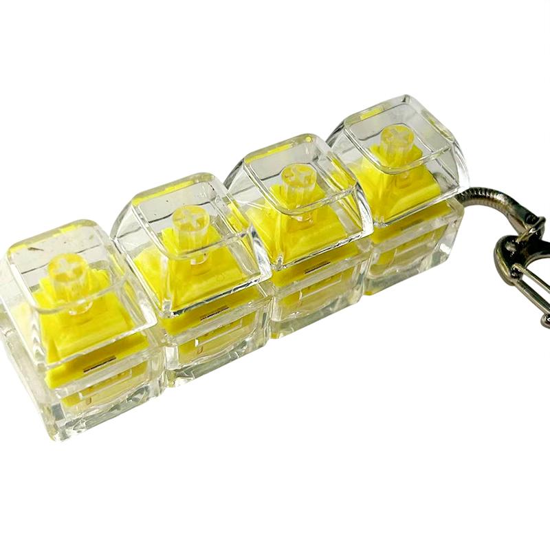 Led Keyboard Key Chain Toy 4 Keys Mechanical Keyboard Axis Tester Button Keycap Finger Keyboard Cap Toy Decompression Press Tool