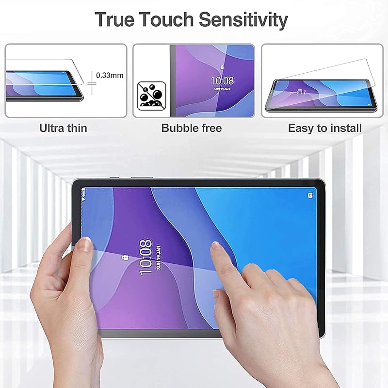 

Careflection Premium Tempered Glass Screen Protector With 2.5D Arc For Lenovo M10 Plus 0 білий