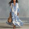 European and American New Women's Clothing Bohemian Print Loose Holiday Style Shirt Dress