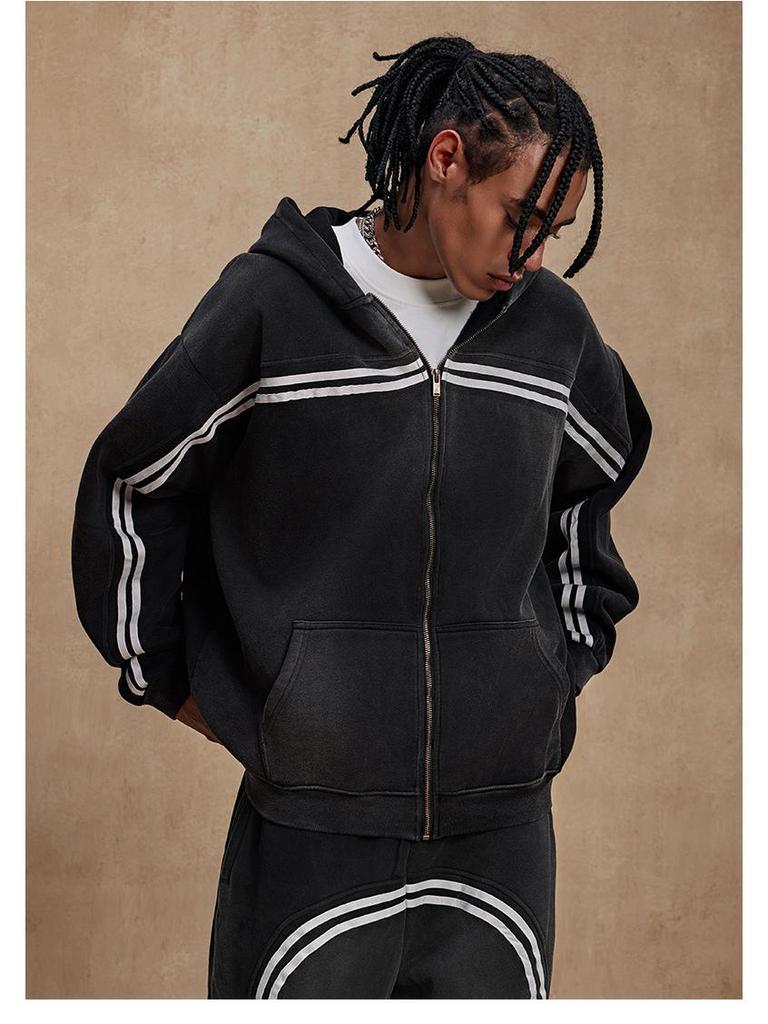 Men's Retro Heavyweight Fleece Hoodie - Autumn/Winter Casual Sports Jacket