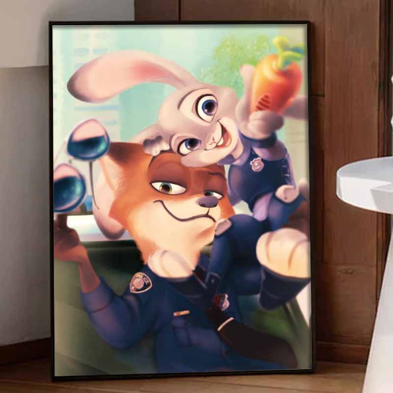 Disney diamond painting full of diamonds 5D Zootopia police fox rabbit carrot art home decoration creative handicrafts