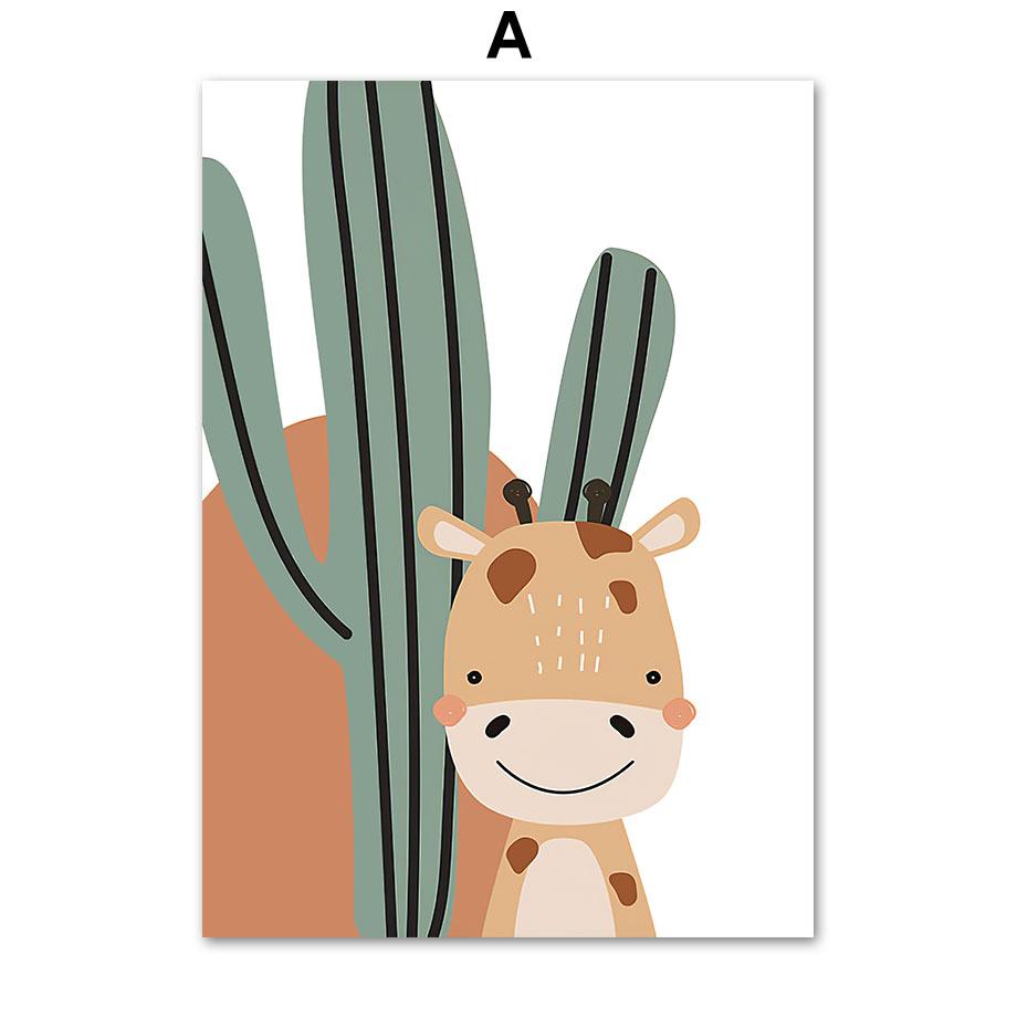 Regenbogen Sonne Löwe Elefant Giraffe Zebra Kinderzimmer Wandkunst Leinwandmalerei Nordische Poster und Drucke Bilder Baby Kinderzimmer Dekor