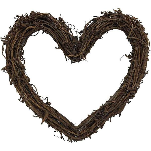 queenland Natural Grapevine Wreath Heart Shape Rustic DIY Wreath Crafts Base for Christmas Wreath Door Garland Wedding Party Home Decoration Hanging
