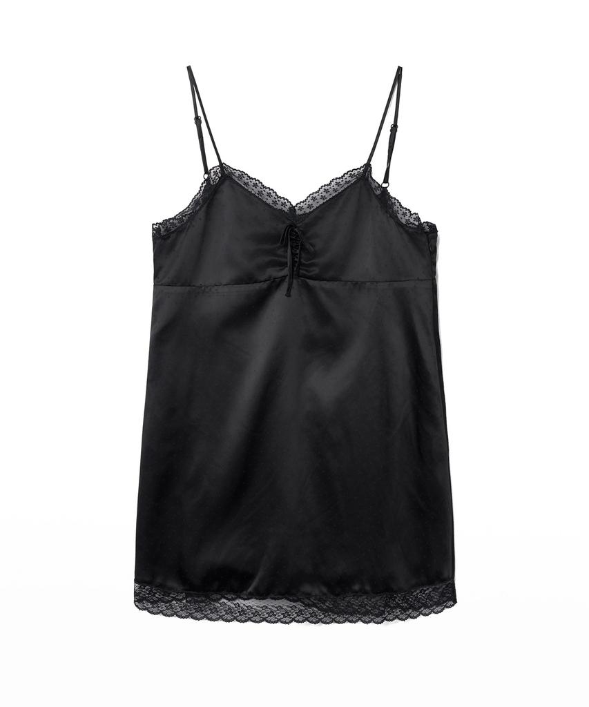 Tudument Satin Dot Sleeveless Dress_Black