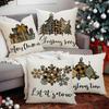 New Snowflake Christmas Tree Pillowcase Line Print Pillowcase Festive Room Sofa Decoration Cushion Cover
