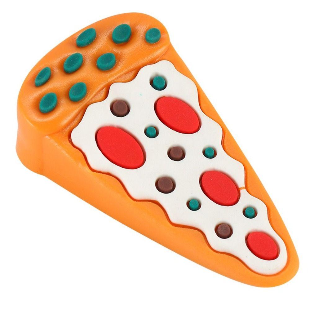 Silicone Silicone Door Stopper Shock Absorbent Reusable Anti-collision Stopper Cartoon Pizza Design No Drilling Required