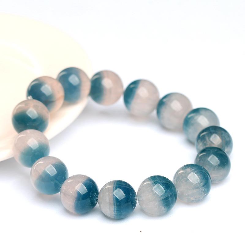 Hongchu Crystal Natural Treasure Bowl Blue Fluorite Bracelet Full-bodied blue fluorite round bead bracelet