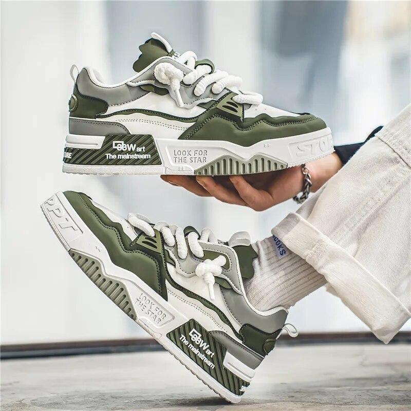 Men's Trendy Skate Shoes, Comfy Non Slip Casual Lace Up Sneakers For Men's Outdoor Activities