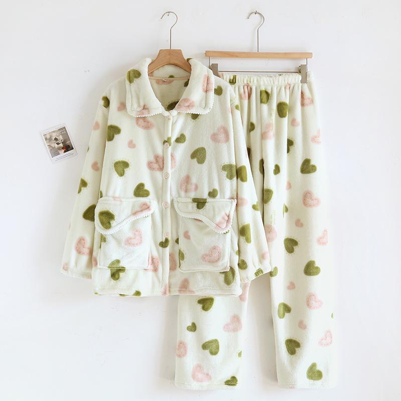 

Пижамные комплекты Sweet Bear Thicken Coral Velvet, женские, зимние, фланелевые, сохраняющие тепло, домашняя одежда с длинными рукавами XL