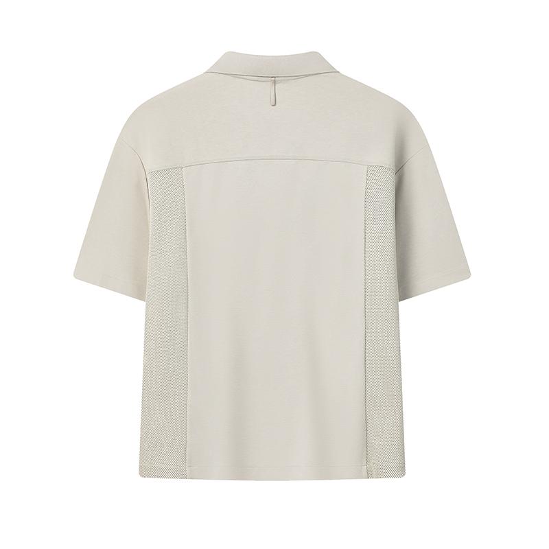 Fila Milano Series Fashion Classic Retro Casual Versatile Comfortable Knitted Loose Short Sleeve Polo Shirt Men Tops Feather-Gray F11M625136FGY