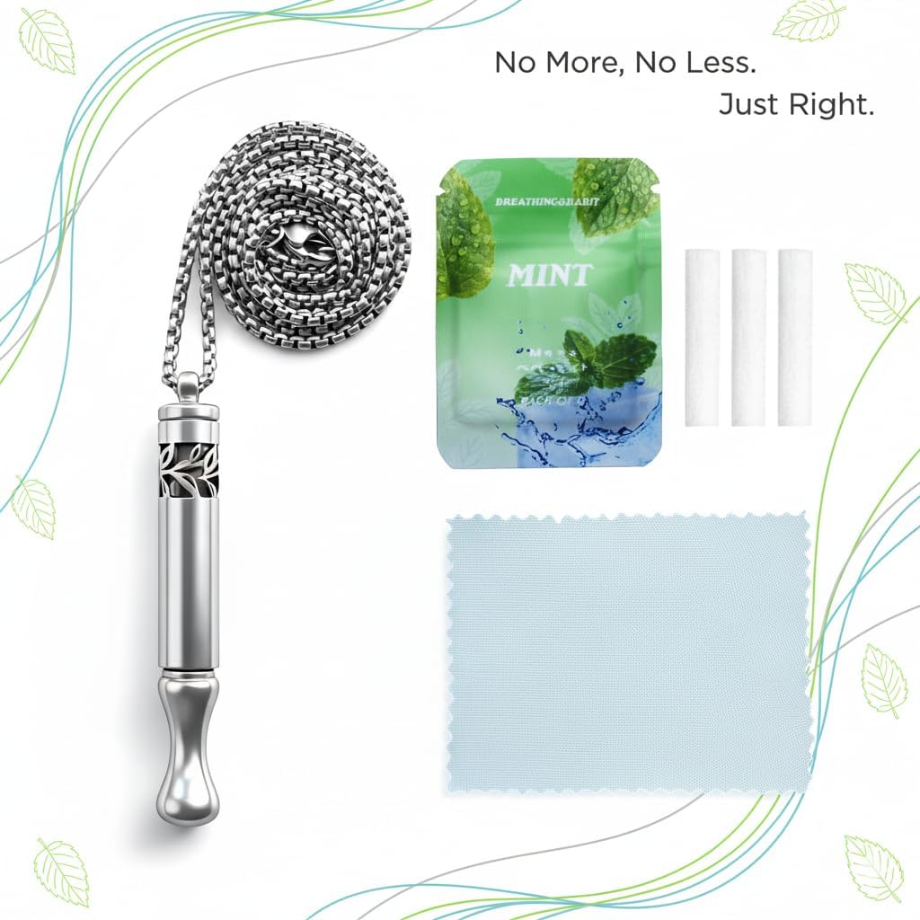 Colier pentru Renunțarea la Fumat cu Capsule de Menta Reîncărcabile Colier de Respirație pentru Alinarea Nervozității și Renunțarea la Fumat,Dispozitiv Natural Pure Breeze pentru Ajutor la Renunțarea la Fumat
