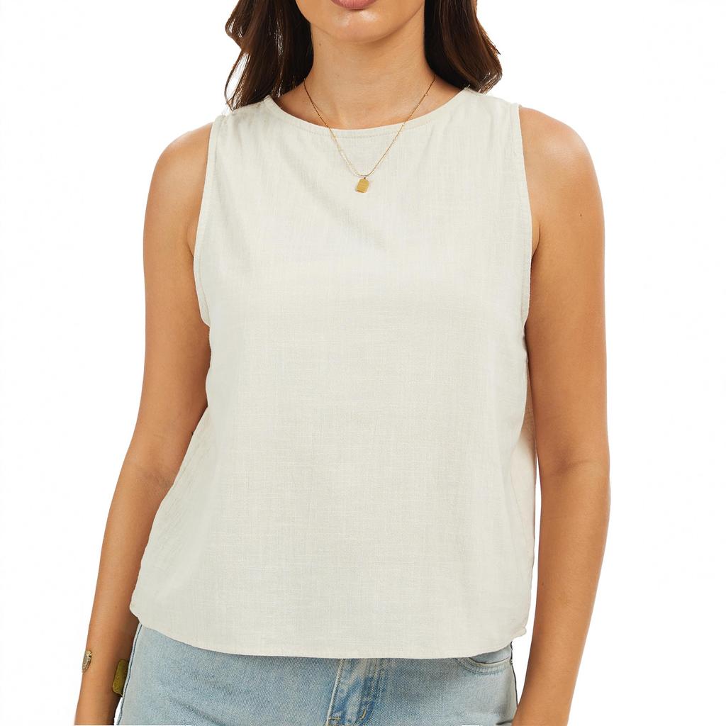 Women's Sleeveless Casual Tank Top Relaxed Fit Crew Neck Lightweight Blouse for Summer Daily Wear