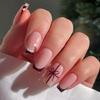 Christmas Glitters Press On Nail 24pcs Red French Manicure Short Square Fake Nail Shine Surfaces For Gift Giving Season