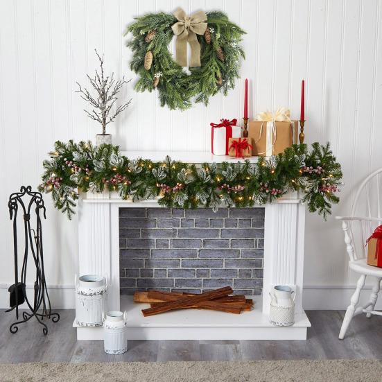 20 Inch Christmas Wreath For Front Door Real Touch Norfolk Pine Wreath