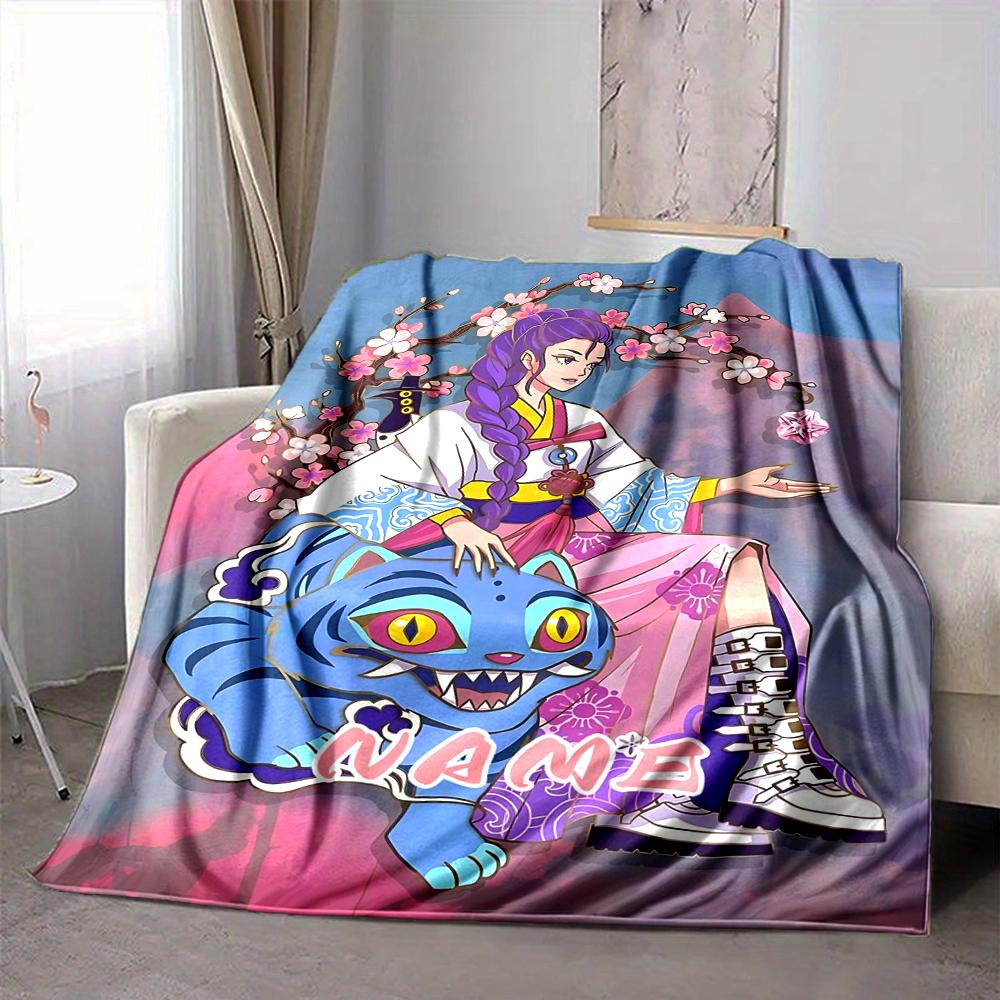 Custom 1pc Floral Fantasy Journey Blanket, Soft And Comfortable Blanket, Casual Warm, Camping Travel Blanket, Birthday Gift Q912143