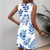 Women's Sleeveless Floral Print Dress Casual Round Neck Summer Beachwear Lightweight Comfortable Fit Mini Dress