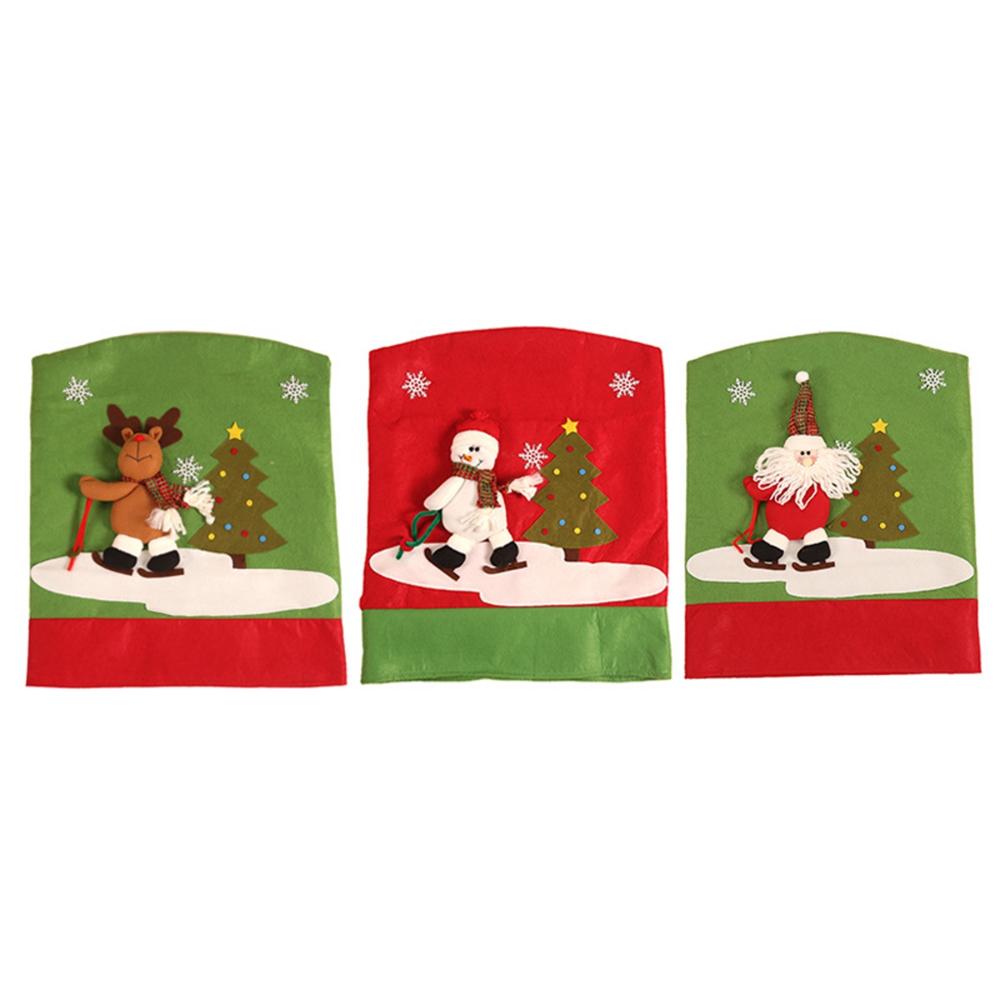 Home Xmas Snowman Santa Claus New Year Decor Chair Cover Chair Back Covers Christmas Decoration