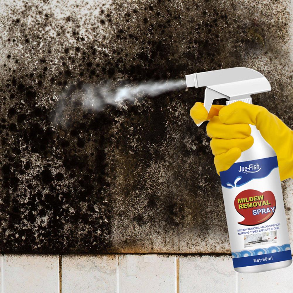 60ML Mildew Removal Spray Multipurpose Bathroom Mildew Cleaner Foam Descaler Spray for Walls Tiles Floors Sinks Bathtubs Toilets