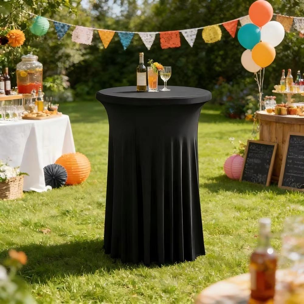 Solid Color Height Stretch Round Tablecloth Elastic Bar Table Cover Bar Counter Cover Auditorium