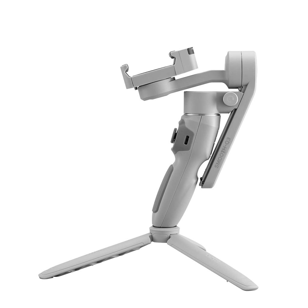 Gimbal Zhi Yun ZHIYUN SMOOTH Q3 para Smartphone com LED Leve Cinza [Garantia Oficial], Estabilizador de 3 Eixos, Luz Embutida, Sistema de Dobra Deslizante,
