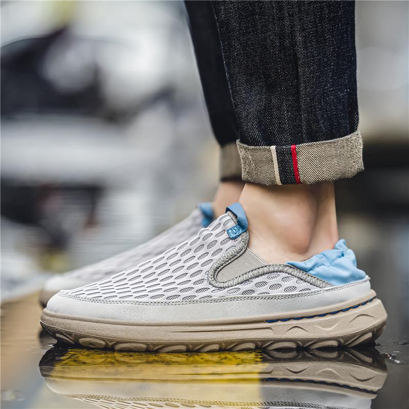 New Mesh Breathable Loafers Men Slip On Casual Shoes For Men Summer Sneakers Comfortable Half Slippers Shoes Men Chaussure Homme