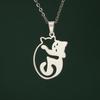 Lucktune Hug Cat Pendant Clavicle Chain Necklace Women's Stainless Steel Animal Kitten Necklace Gold Color Jewelry Party Gifts