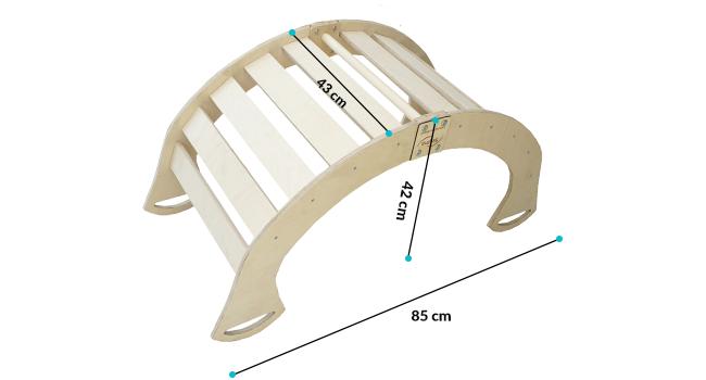 Montessori Wooden Rocker With Cushion For Children, Solid Varnished Polish