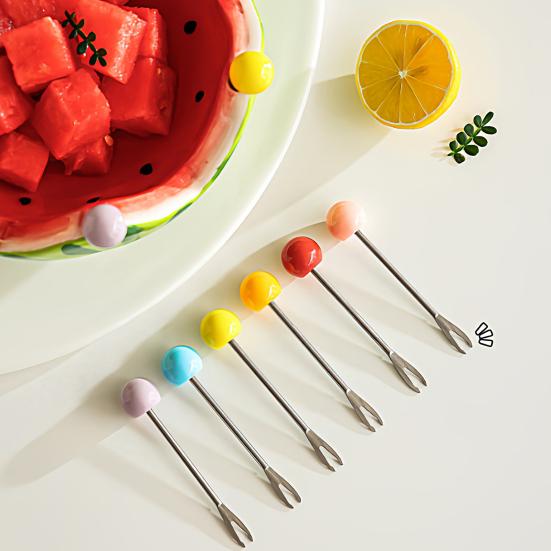 Fruit Plate And Fruit Fork Set Ceramic Watermelon Bowl with Stainless Steel Fork Multipurpose Kitchenware for Fruit Dessert Snacks