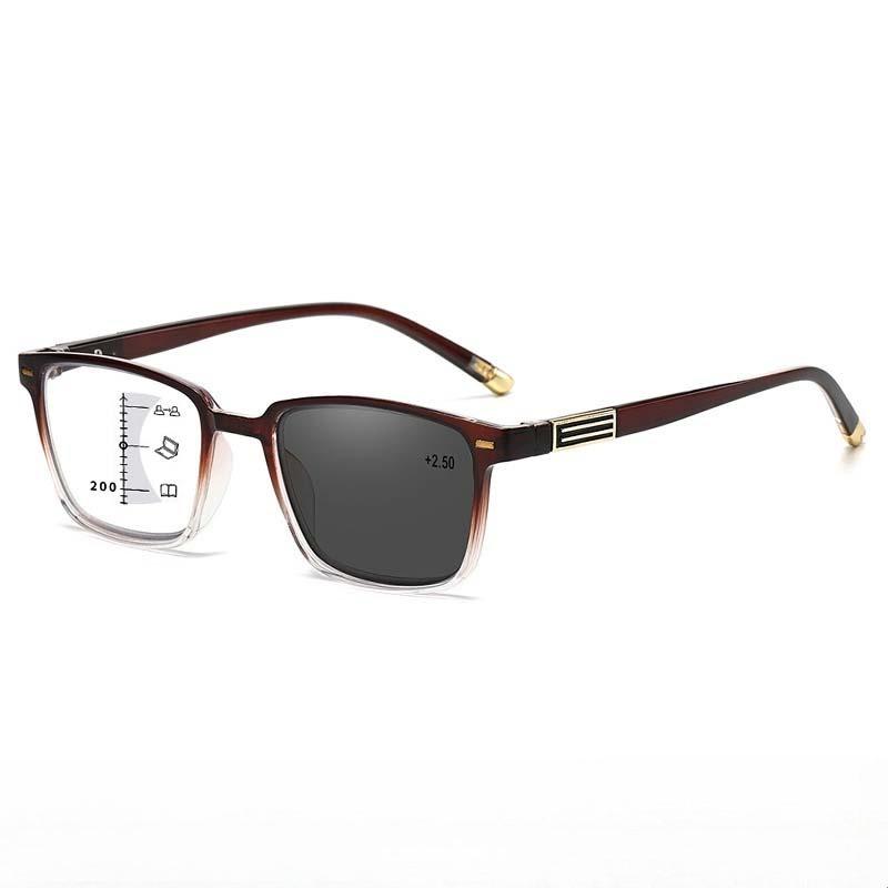 New Fashionable Photochromic Multifocal Presbyopia Glasses Men's Retro Ultra Light High-definition Anti Blue Light Glasses
