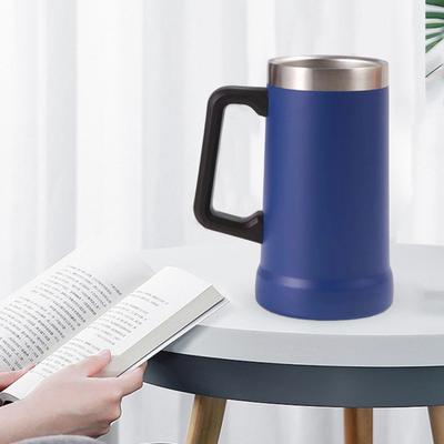 Jarra de cerveza de 700 ml, taza de café de acero inoxidable con aislamiento de doble pared, vaso térmico para bebidas frías y calientes, taza para beber de aventura irrompible con agarre grande