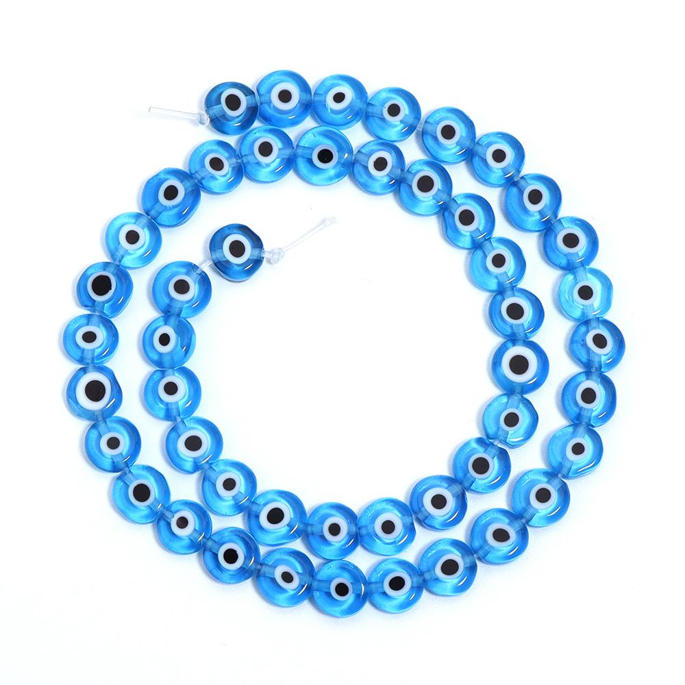 1 Strand Flat Round Glass Beads Evil Eye Lampwork Spacer Beads For Handmade Earring Bracelet Jewelry Making Supplies 4 6 8 10mm