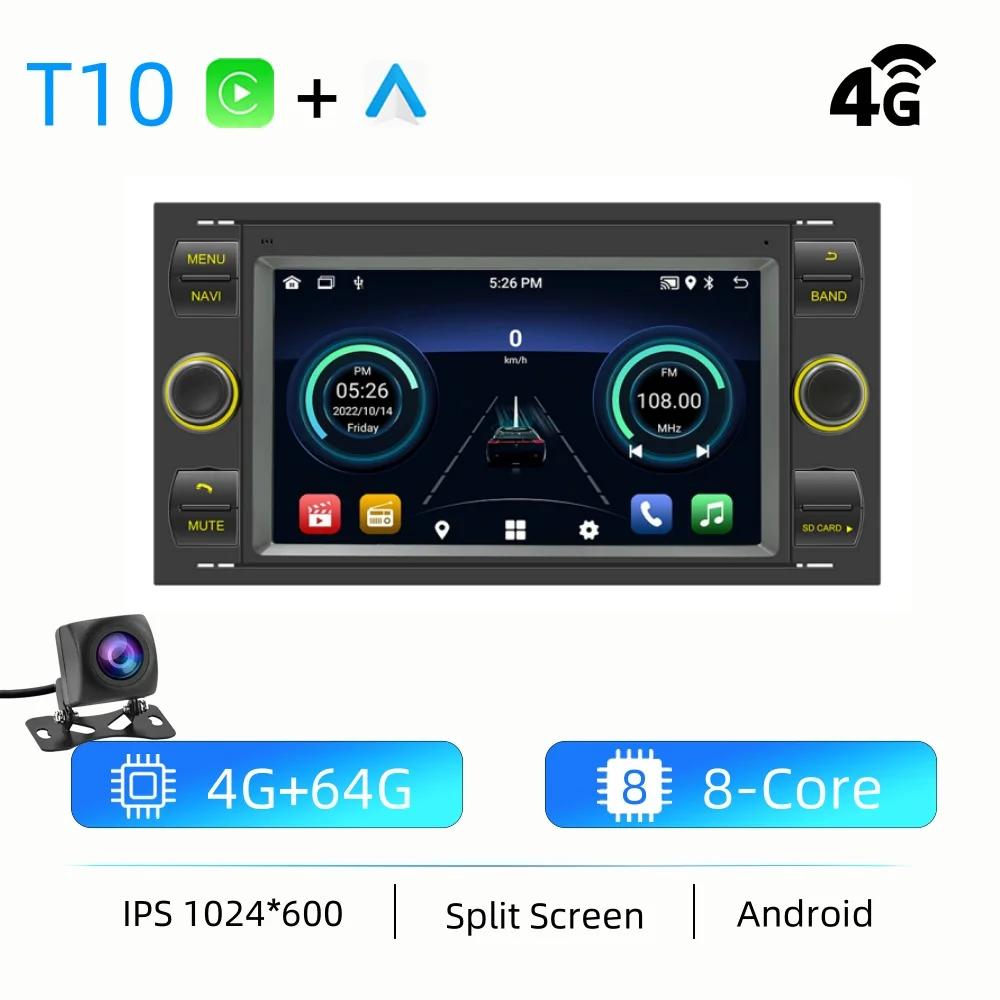 2Din Android 12 Car Radio GPS Navigation for Ford Mondeo S-max Focus C-MAX Galaxy Fiesta Transit Fusion Connect Kuga Multimedia